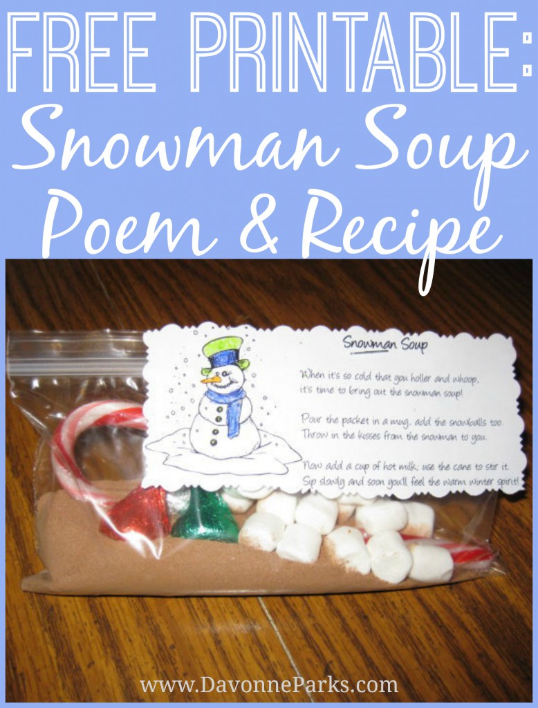 free snowman soup poem printable – davonne parks